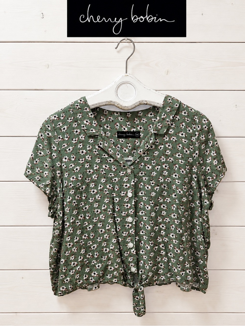 Cherry Bobin Québec Designer Floral Tie-Front Blouse – Size XL